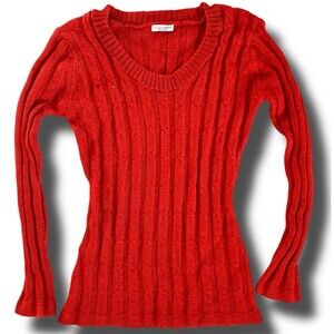 Cable Knit Scoop neck Acrylic Sweater size M